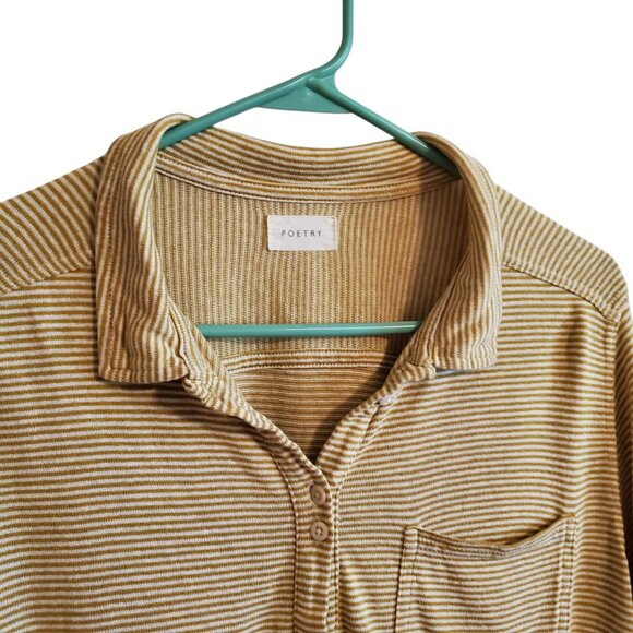 POETRY Hemp Organic Cotton Button Up Neutral Blouse Size 8 - Picture 4 of 15